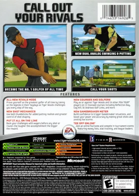 Tiger Woods PGA Tour 06 (USA) box cover back